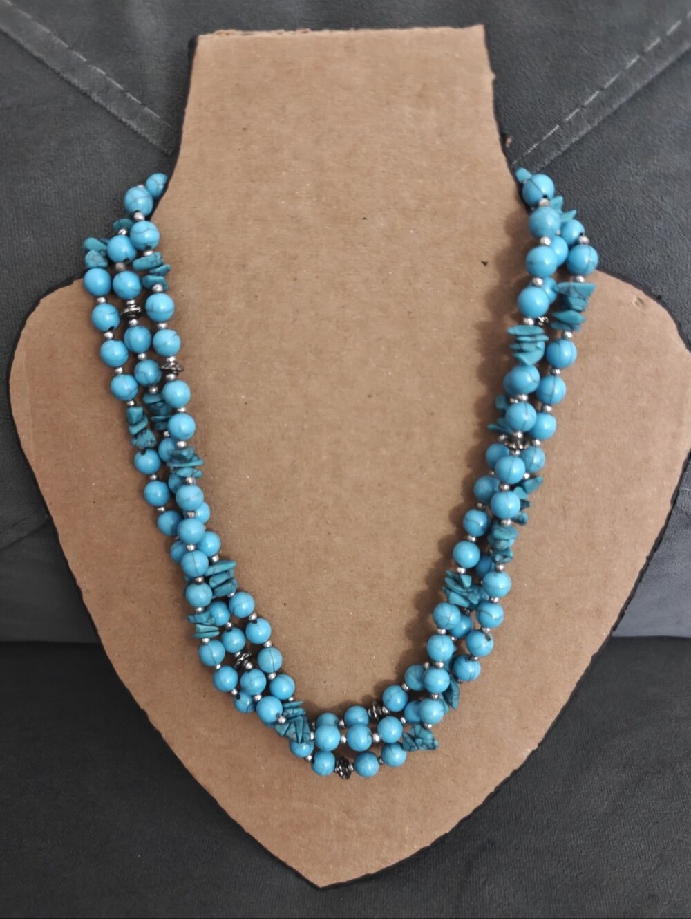 Vibrant Turquoise Multi Strand Beaded Layered Statement Necklace